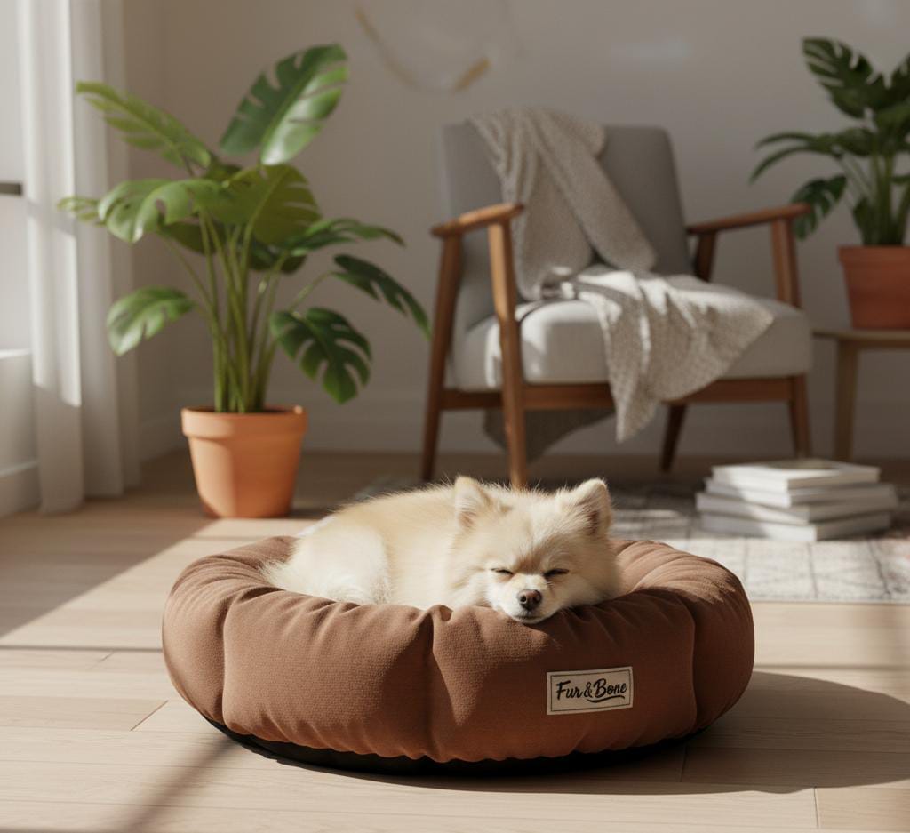 Fur & Bone Premium Plush Pet Bed – Ultra Soft, Washable & Cozy Round Bed for Dogs and Cats